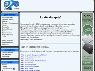 Quiz en folie, des quizs tous niveaux sur tous les sujets