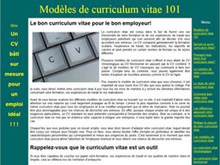 Modèles de curriculum vitae 101, tout sur les CV