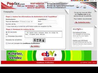 Freepopfax, service gratuit de Fax Internet