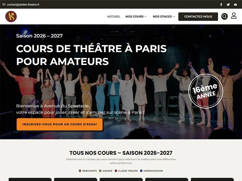 Avenue du spectacle, cours de theatre a Paris