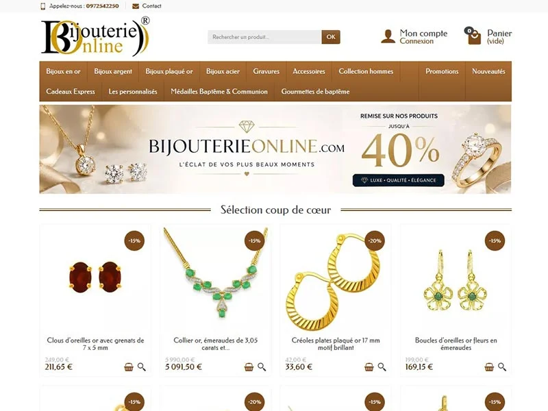 Bijouterie On line, plus de 6000 bijoux or et piercings or