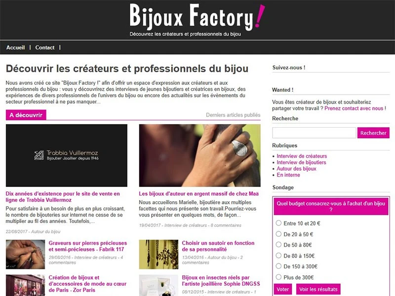 Bijoux Factory : Le site des créateurs et tendances en bijouterie