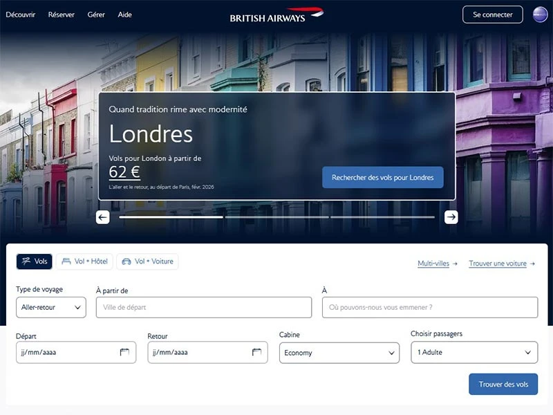 British Airways, vols économiques et vacances