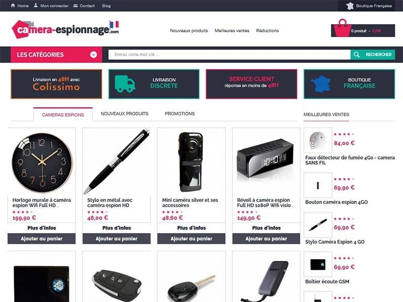Caméra Espionnage, vente de cameras espions discount