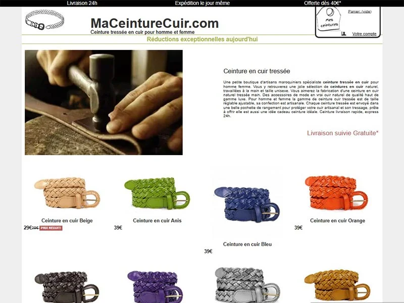 Ceinture artisanale chic en cuir pour femmes et hommes