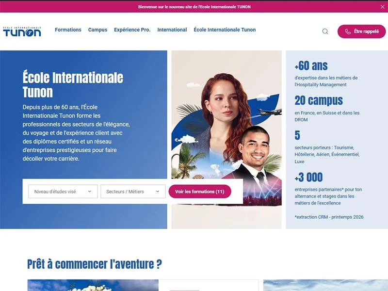 École Tunon, formation aux métiers du tourisme