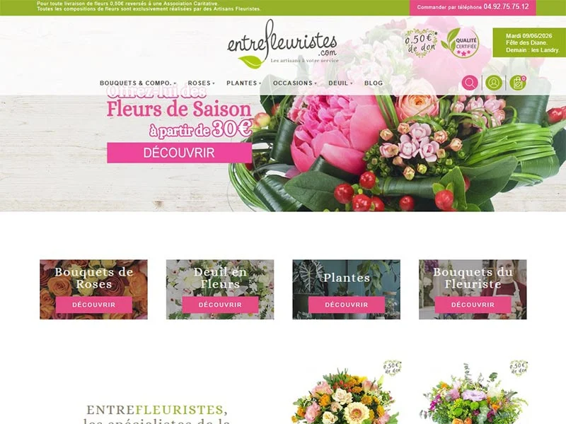 Entrefleuristes, spécialiste de la livraison de fleurs