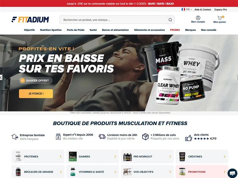 Fitadium : Nutrition et compléments musculation
