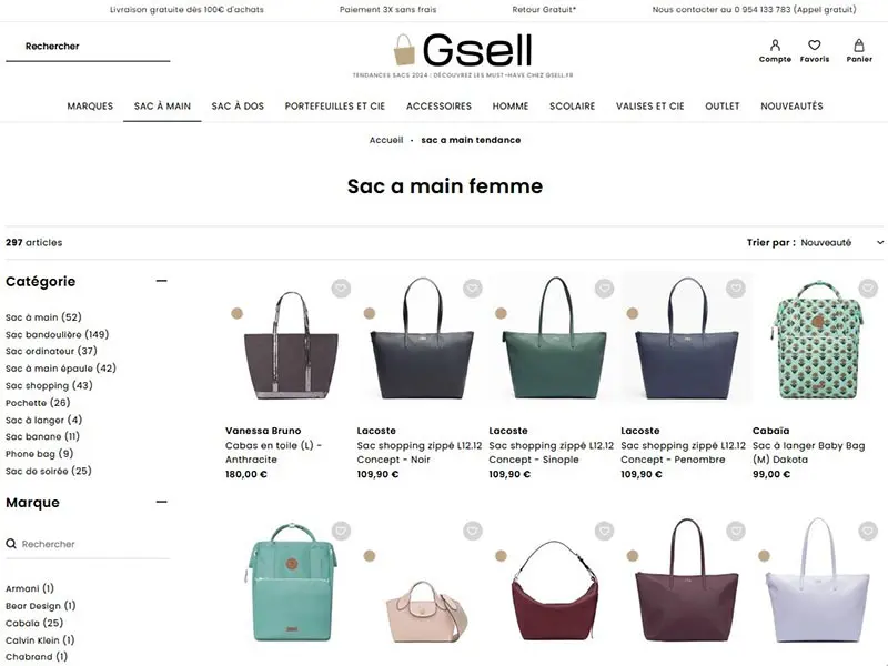 Gsell : Sac à main, maroquinerie, valises et bagages