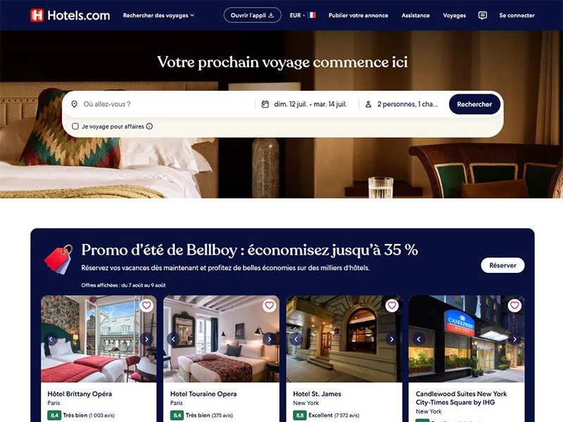 Hotels.com, réservations de chambres d'hôtels
