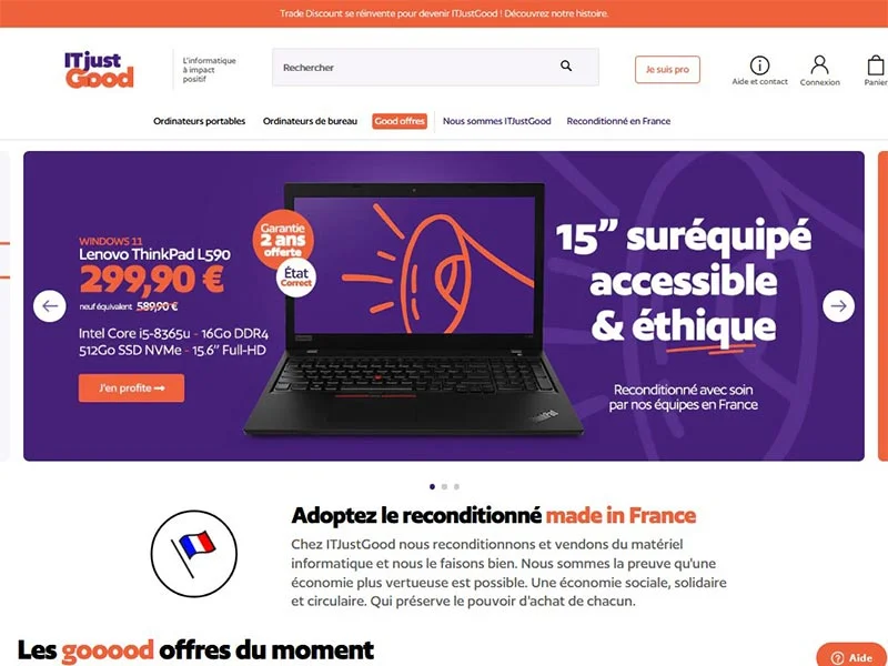 ITJustGood : Le spécialiste de l'informatique reconditionné