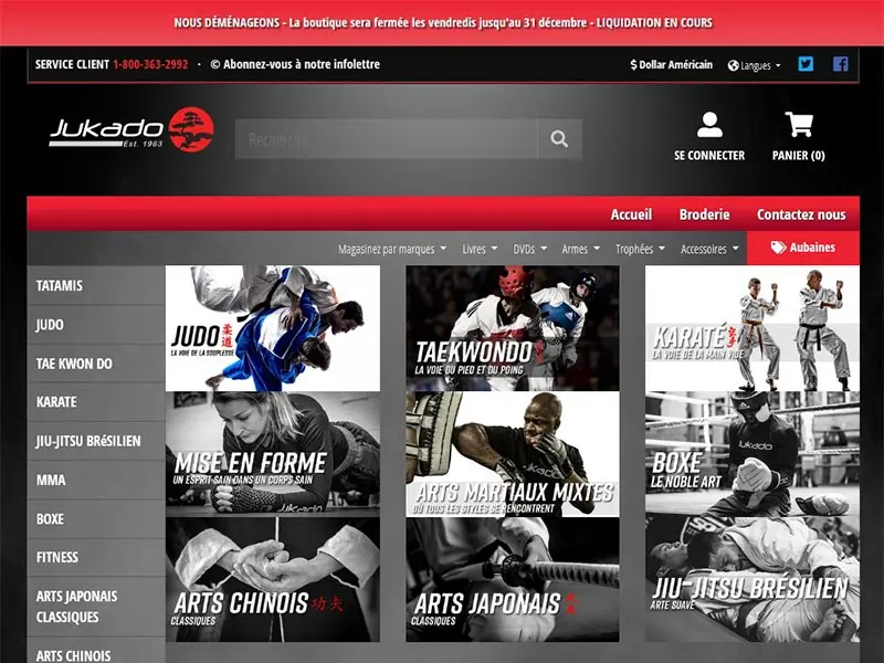 Jukado, boutique d'équipement d'arts martiaux