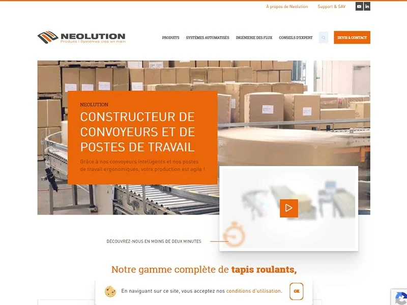 Neolution, fabrication de convoyeurs de manutention