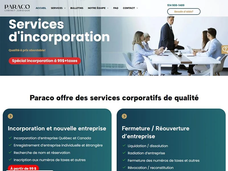 Paraco, immatriculation d'entreprise