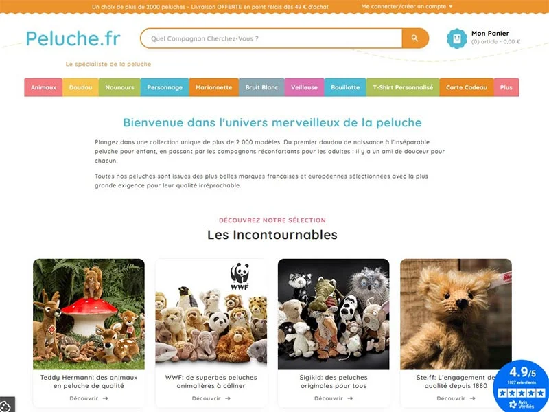 Peluche.fr : Peluche bébé et enfant de grandes marques