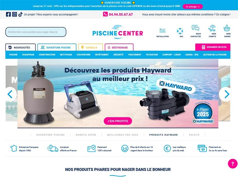 Piscine Center, matériel et accessoires pour vos piscines