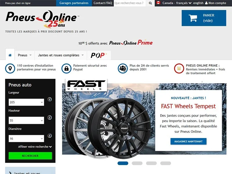 Pneus Online Canada, vente de pneus neufs