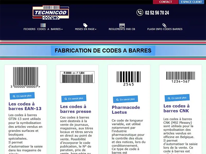 Technicod, Codes a Barres et GS1 Datamatrix