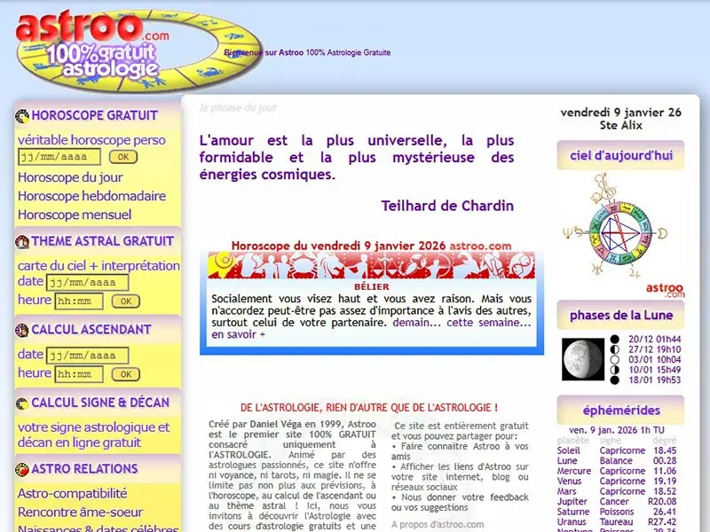 Theme astral horoscopes gratuits astroo