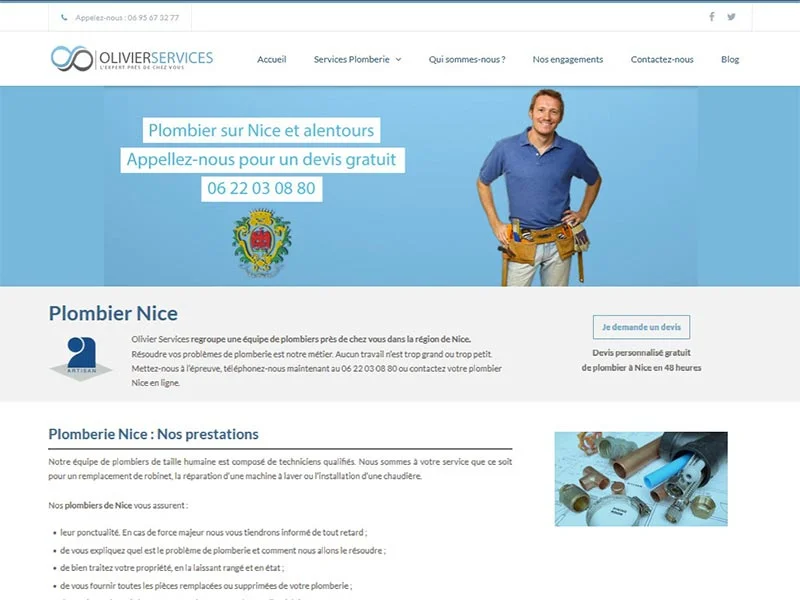 Travail de plombier sur Nice avec Olivier Services