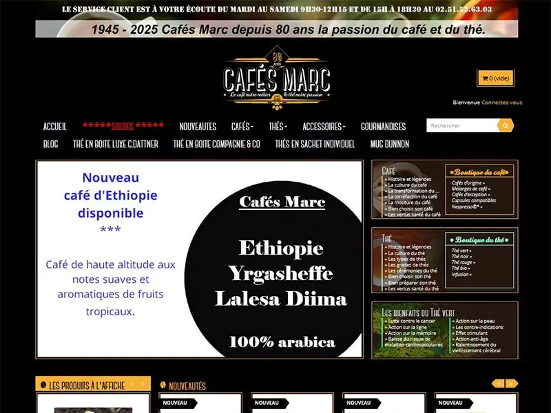 Vente de café et thé : boutique Cafés Marc