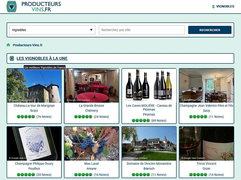 Vin de France, le répertoire des producteurs de vin